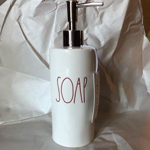 Rae Dunn Soap Dispenser Red Writing